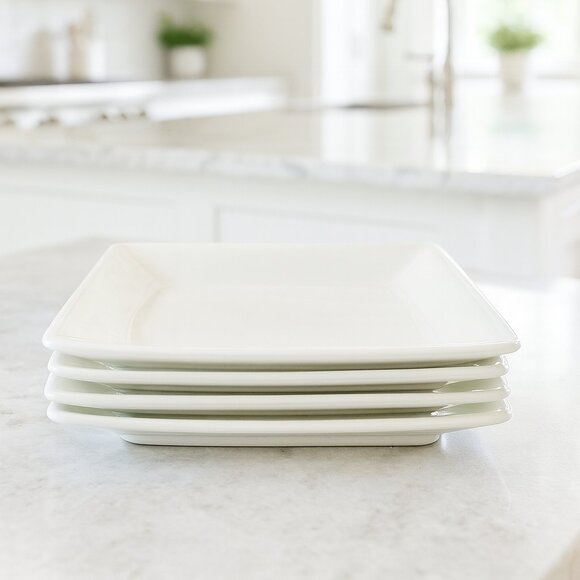 NWOT Sam & Squito  White Square Salad Dessert Plates Set of 4 - Picture 2 of 13